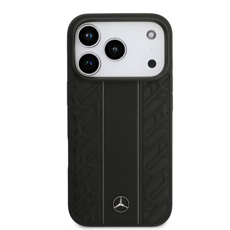 Mercedes-Benz Mercedes-Benz iPhone 17 Pro Backcover hoesje - Genuine Leather - Magsafe - Laurel Leaves and Stripes - Zwart Mercedes-Benz Mercedes-Benz iPhone 17 Pro Backcover hoesje - Genuine Leather - Magsafe - Laurel Leaves and Stripes - Zwart