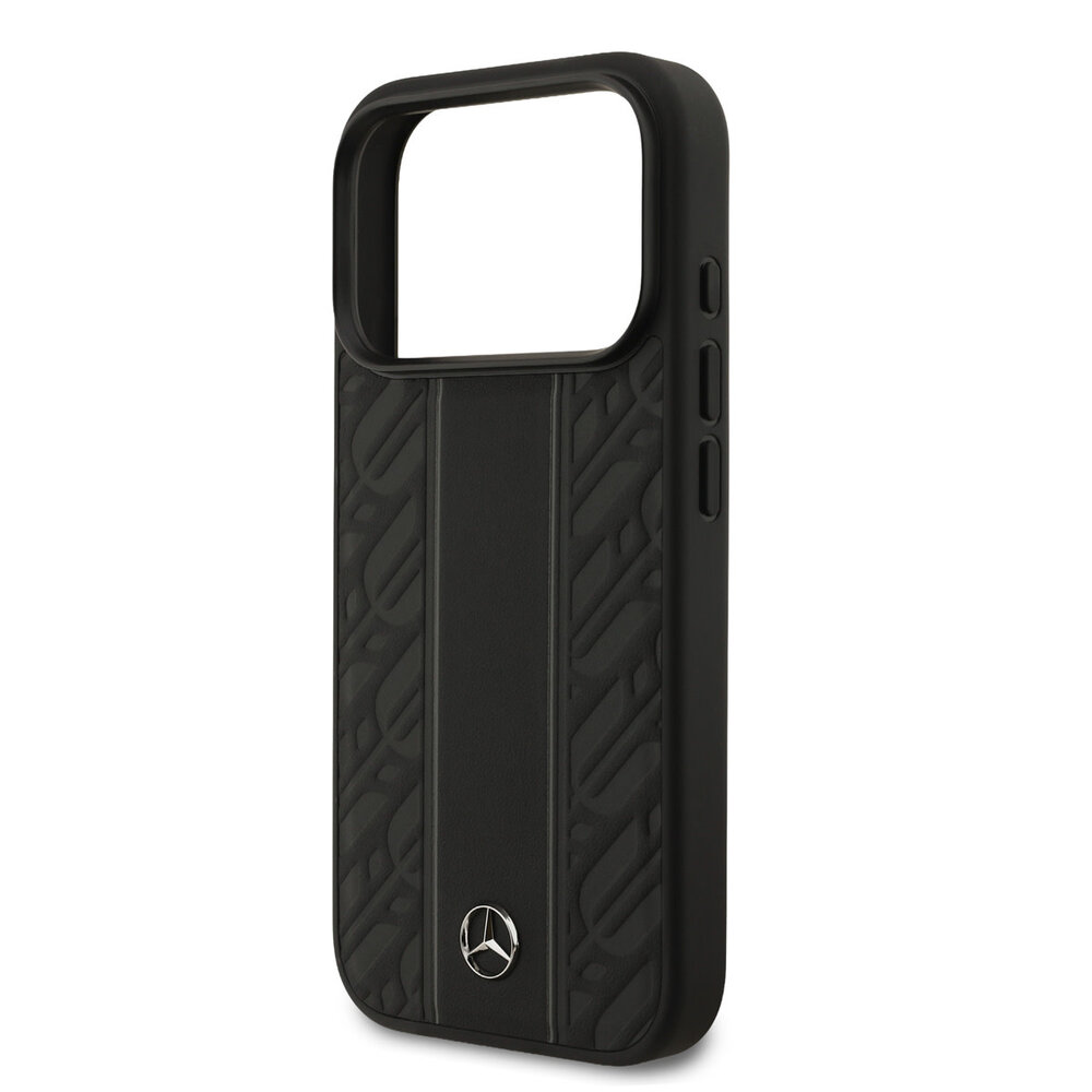 Mercedes-Benz Mercedes-Benz iPhone 17 Pro Backcover hoesje - Genuine Leather - Magsafe - Laurel Leaves and Stripes - Zwart Mercedes-Benz Mercedes-Benz iPhone 17 Pro Backcover hoesje - Genuine Leather - Magsafe - Laurel Leaves and Stripes - Zwart