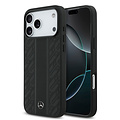 Mercedes-Benz Mercedes-Benz iPhone 17 Pro Max/iPhone 18 Pro Max Coque arrière Cuir véritable MagSafe Feuilles de laurier et rayures - Noir
