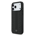 Mercedes-Benz Mercedes-Benz iPhone 17 Pro Max/iPhone 18 Pro Max Coque arrière Cuir véritable MagSafe Feuilles de laurier et rayures - Noir