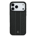 Mercedes-Benz Mercedes-Benz iPhone 17 Pro Max/iPhone 18 Pro Max Coque arrière Cuir véritable MagSafe Feuilles de laurier et rayures - Noir