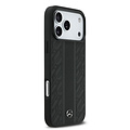 Mercedes-Benz Mercedes-Benz iPhone 17 Pro Max/iPhone 18 Pro Max Coque arrière Cuir véritable MagSafe Feuilles de laurier et rayures - Noir