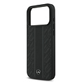 Mercedes-Benz Mercedes-Benz iPhone 17 Pro Max/iPhone 18 Pro Max Coque arrière Cuir véritable MagSafe Feuilles de laurier et rayures - Noir