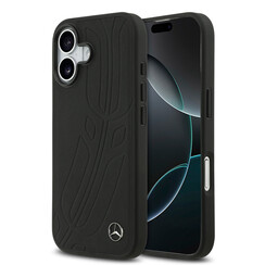 Mercedes-Benz iPhone 17 Back cover case - Genuine Leather - Magsafe - Large Laurel Leave - Black