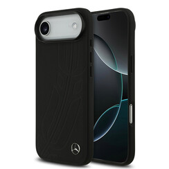Mercedes-Benz iPhone 17 Air Back cover case - Genuine Leather - Magsafe - Large Laurel Leave - Black