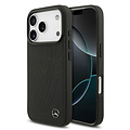Mercedes-Benz Mercedes-Benz iPhone 17 Pro/iPhone 18 Pro Coque arrière Cuir véritable MagSafe Grande feuille de laurier - Noir