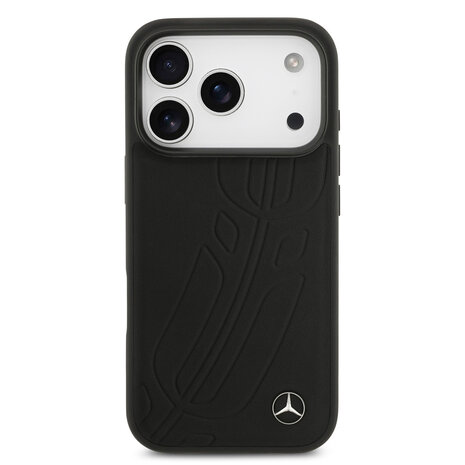 Mercedes-Benz Mercedes-Benz iPhone 17 Pro Backcover hoesje - Genuine Leather - Magsafe - Large Laurel Leave - Zwart Mercedes-Benz Mercedes-Benz iPhone 17 Pro Backcover hoesje - Genuine Leather - Magsafe - Large Laurel Leave - Zwart