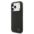 Mercedes-Benz Mercedes-Benz iPhone 17 Pro/iPhone 18 Pro Coque arrière Cuir véritable MagSafe Grande feuille de laurier - Noir