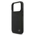 Mercedes-Benz Mercedes-Benz iPhone 17 Pro/iPhone 18 Pro Coque arrière Cuir véritable MagSafe Grande feuille de laurier - Noir