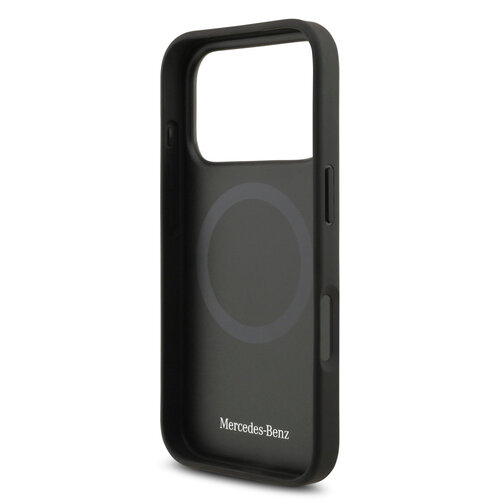 Mercedes-Benz Mercedes-Benz iPhone 17 Pro/iPhone 18 Pro Coque arrière Cuir véritable MagSafe Grande feuille de laurier - Noir