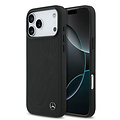 Mercedes-Benz Mercedes-Benz iPhone 17 Pro Max/iPhone 18 Pro Max Coque arrière Cuir véritable MagSafe Grande feuille de laurier - Noir