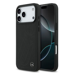 Mercedes-Benz iPhone 17 Pro Max Back cover case - Genuine Leather - Magsafe - Large Laurel Leave - Black