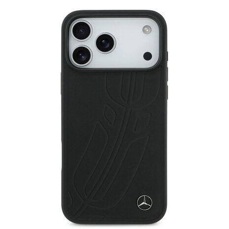 Mercedes-Benz Mercedes-Benz iPhone 17 Pro Max Back cover case - Genuine Leather - Magsafe - Large Laurel Leave - Black Mercedes-Benz Mercedes-Benz iPhone 17 Pro Max Back cover case - Genuine Leather - Magsafe - Large Laurel Leave - Black