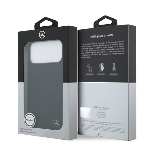 Mercedes-Benz Mercedes-Benz iPhone 17 Pro Max/iPhone 18 Pro Max Coque arrière Cuir véritable MagSafe Grande feuille de laurier - Noir