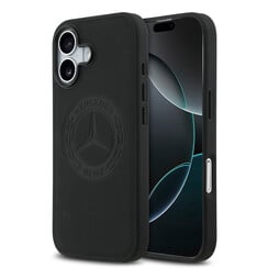 Mercedes-Benz iPhone 17 Back cover coque - Genuine Leather - Magsafe - Vintage Logo - Noir