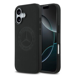 Mercedes-Benz iPhone 17 Back-Cover hul - Genuine Leather - Magsafe - Vintage Logo - Schwarz