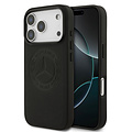 Mercedes-Benz Mercedes-Benz iPhone 17 Pro/iPhone 18 Pro Coque arrière Cuir véritable MagSafe Logo vintage - Noir