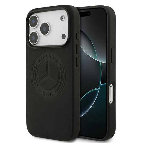 Mercedes-Benz Mercedes-Benz iPhone 17 Pro/iPhone 18 Pro Coque arrière Cuir véritable MagSafe Logo vintage - Noir