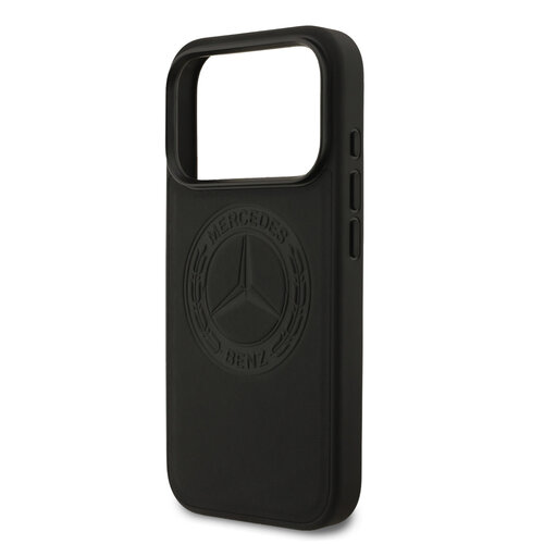 Mercedes-Benz Mercedes-Benz iPhone 17 Pro/iPhone 18 Pro Coque arrière Cuir véritable MagSafe Logo vintage - Noir