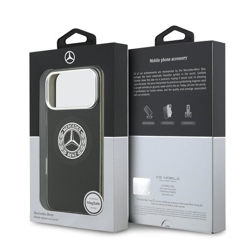Mercedes-Benz Mercedes-Benz iPhone 17 Pro Max/iPhone 18 Pro Max Coque arrière MagSafe Double couche Logo vintage - Noir
