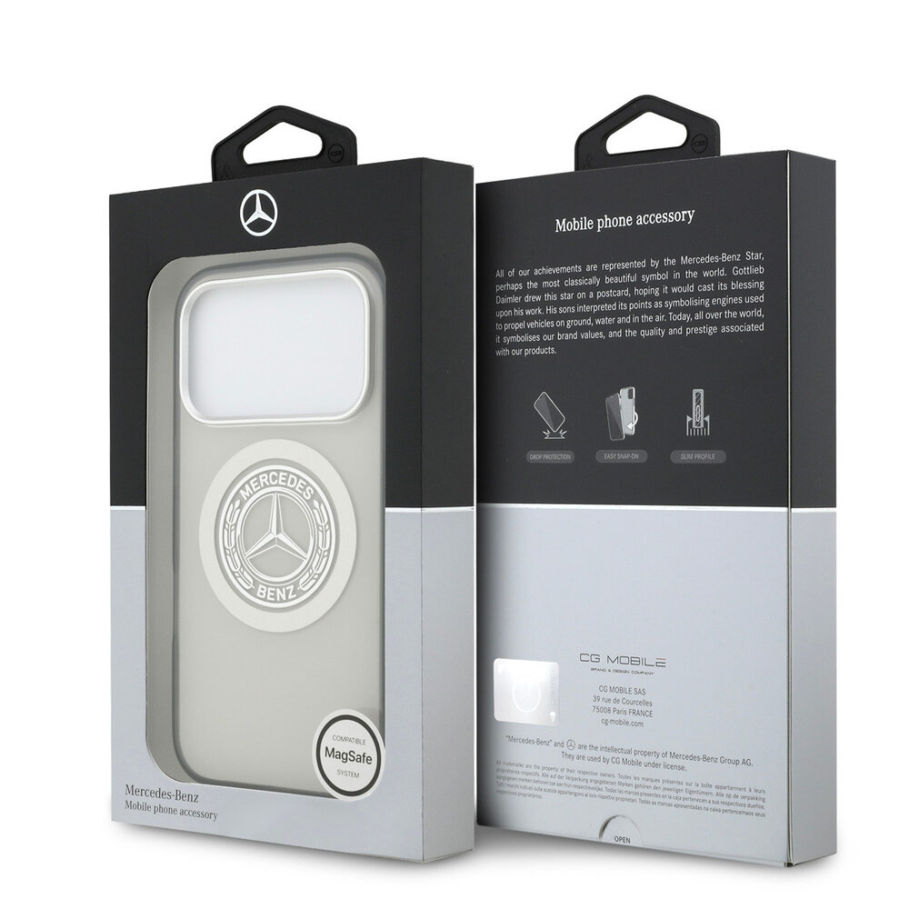 Mercedes-Benz Mercedes-Benz iPhone 17 Pro Back-Cover hul - Magsafe - Double Layer - Vintage Logo - Grau Mercedes-Benz Mercedes-Benz iPhone 17 Pro Back-Cover hul - Magsafe - Double Layer - Vintage Logo - Grau