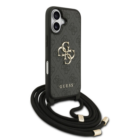 Guess Guess iPhone 17 Backcover hoesje - Crossbody 4G Big Logo - Cord Strap - Zwart Guess Guess iPhone 17 Backcover hoesje - Crossbody 4G Big Logo - Cord Strap - Zwart