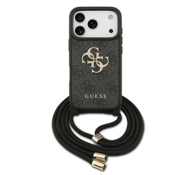 Guess Guess iPhone 17 Pro Back cover case - Crossbody 4G Big Logo - Cord Strap - Black Guess Guess iPhone 17 Pro Back cover case - Crossbody 4G Big Logo - Cord Strap - Black