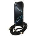Guess Guess iPhone 17 Pro/iPhone 18 Pro Coque arrière Grand logo 4G version bandoulière Cordon de transport - Noir