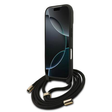 Guess Guess iPhone 17 Pro Backcover hoesje - Crossbody 4G Big Logo - Cord Strap - Zwart Guess Guess iPhone 17 Pro Backcover hoesje - Crossbody 4G Big Logo - Cord Strap - Zwart