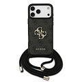 Guess Guess iPhone 17 Pro Max/iPhone 18 Pro Max Coque arrière Grand logo 4G version bandoulière Cordon de transport - Noir