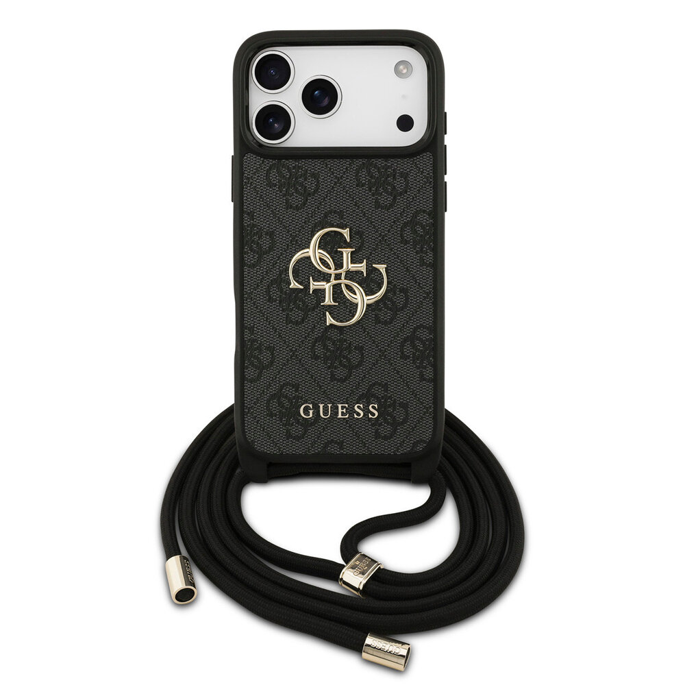 Guess Guess iPhone 17 Pro Max Backcover hoesje - Crossbody 4G Big Logo - Cord Strap - Zwart Guess Guess iPhone 17 Pro Max Backcover hoesje - Crossbody 4G Big Logo - Cord Strap - Zwart