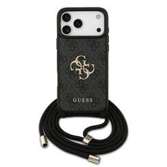 Guess iPhone 17 Pro Max/iPhone 18 Pro Max Backcoverhoesje - Crossbody met groot 4G-logo - Draagkoord - Zwart