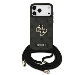 Guess Guess iPhone 17 Pro Max Backcover hoesje - Crossbody 4G Big Logo - Cord Strap - Zwart Guess Guess iPhone 17 Pro Max Backcover hoesje - Crossbody 4G Big Logo - Cord Strap - Zwart