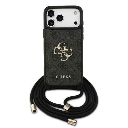 Guess Guess iPhone 17 Pro Max/iPhone 18 Pro Max Coque arrière Grand logo 4G version bandoulière Cordon de transport - Noir