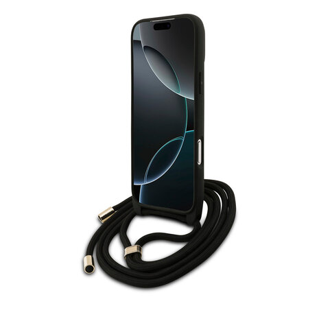 Guess Guess iPhone 17 Pro Max Backcover hoesje - Crossbody 4G Big Logo - Cord Strap - Zwart Guess Guess iPhone 17 Pro Max Backcover hoesje - Crossbody 4G Big Logo - Cord Strap - Zwart