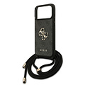 Guess Guess iPhone 17 Pro Max/iPhone 18 Pro Max Coque arrière Grand logo 4G version bandoulière Cordon de transport - Noir