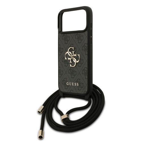 Guess Guess iPhone 17 Pro Max/iPhone 18 Pro Max Coque arrière Grand logo 4G version bandoulière Cordon de transport - Noir