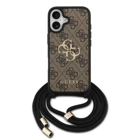 Guess Guess iPhone 17 Back cover case - Crossbody 4G Big Logo - Cord Strap - Brown Guess Guess iPhone 17 Back cover case - Crossbody 4G Big Logo - Cord Strap - Brown