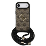 Guess Guess iPhone 17 Air Backcover hoesje - Crossbody 4G Big Logo - Cord Strap - Bruin Guess Guess iPhone 17 Air Backcover hoesje - Crossbody 4G Big Logo - Cord Strap - Bruin
