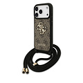 Guess Guess iPhone 17 Pro/iPhone 18 Pro Coque arrière Grand logo 4G version bandoulière Cordon de transport - Marron