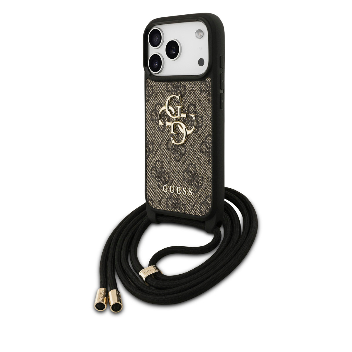 Guess Guess iPhone 17 Pro Backcover hoesje - Crossbody 4G Big Logo - Cord Strap - Bruin, foto 2 van 6