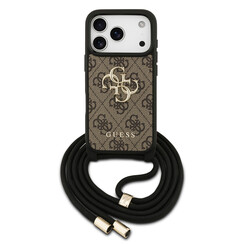Guess iPhone 17 Pro Back cover case - Crossbody 4G Big Logo - Cord Strap - Brown