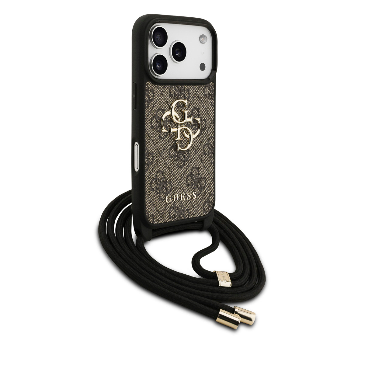 Guess Guess iPhone 17 Pro Backcover hoesje - Crossbody 4G Big Logo - Cord Strap - Bruin, foto 3 van 6
