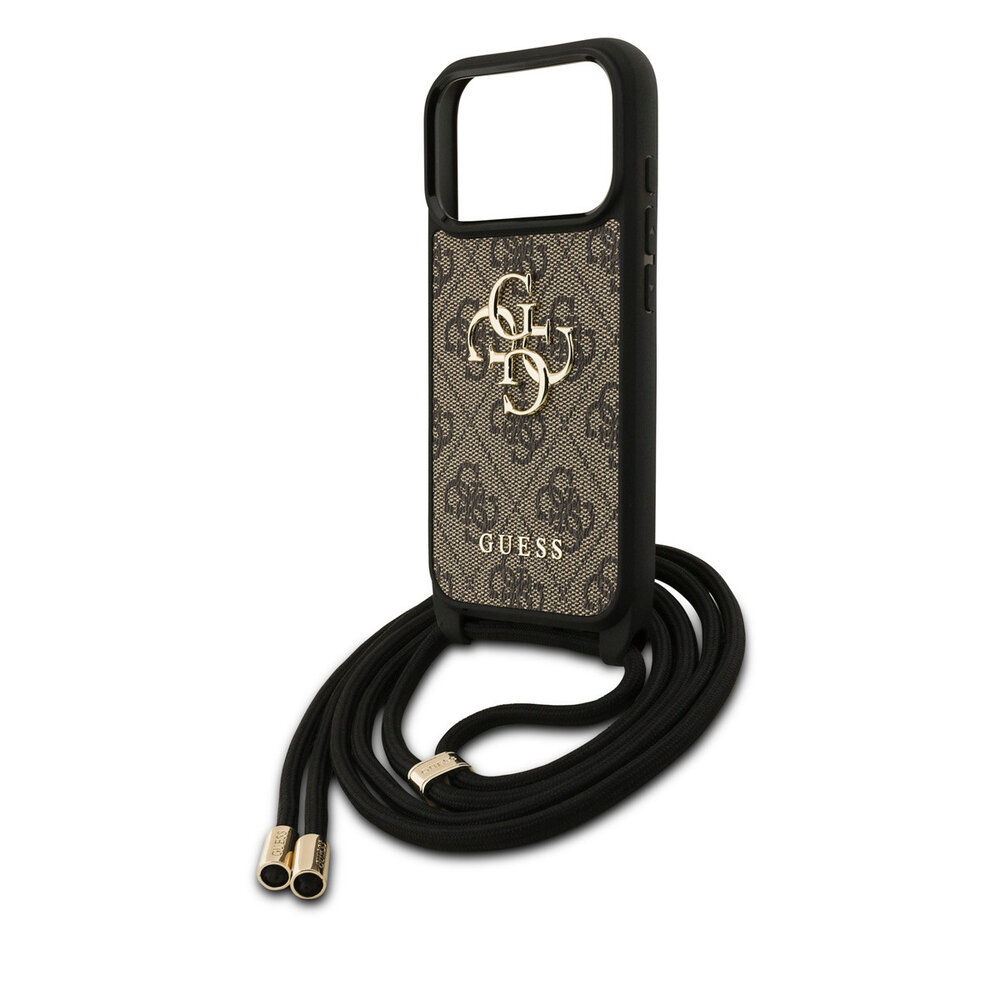 Guess Guess iPhone 17 Pro Back cover case - Crossbody 4G Big Logo - Cord Strap - Brown Guess Guess iPhone 17 Pro Back cover case - Crossbody 4G Big Logo - Cord Strap - Brown