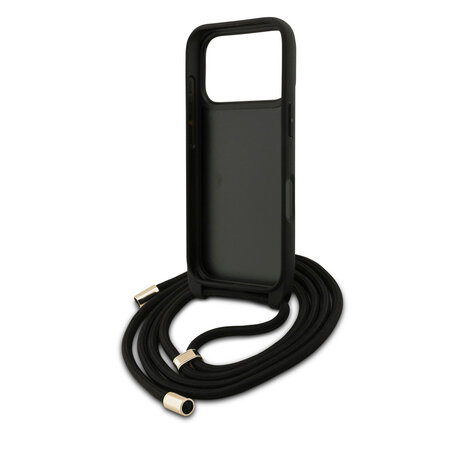 Guess Guess iPhone 17 Pro Backcover hoesje - Crossbody 4G Big Logo - Cord Strap - Bruin Guess Guess iPhone 17 Pro Backcover hoesje - Crossbody 4G Big Logo - Cord Strap - Bruin