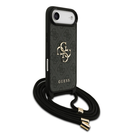Guess Guess iPhone 17 Air Backcover hoesje - Crossbody 4G Big Logo - Cord Strap - Zwart Guess Guess iPhone 17 Air Backcover hoesje - Crossbody 4G Big Logo - Cord Strap - Zwart
