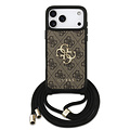 Guess Guess iPhone 17 Pro Max/iPhone 18 Pro Max Coque arrière Grand logo 4G version bandoulière Cordon de transport - Marron