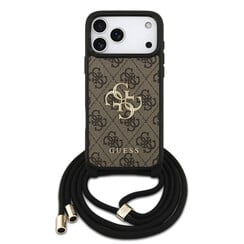 Guess iPhone 17 Pro Max/iPhone 18 Pro Max Backcoverhoesje - Crossbody met groot 4G-logo - Draagkoord - Bruin