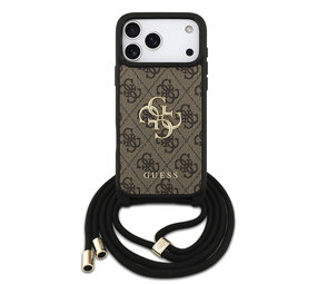 Guess Guess iPhone 17 Pro Max Backcover hoesje - Crossbody 4G Big Logo - Cord Strap - Bruin Guess Guess iPhone 17 Pro Max Backcover hoesje - Crossbody 4G Big Logo - Cord Strap - Bruin