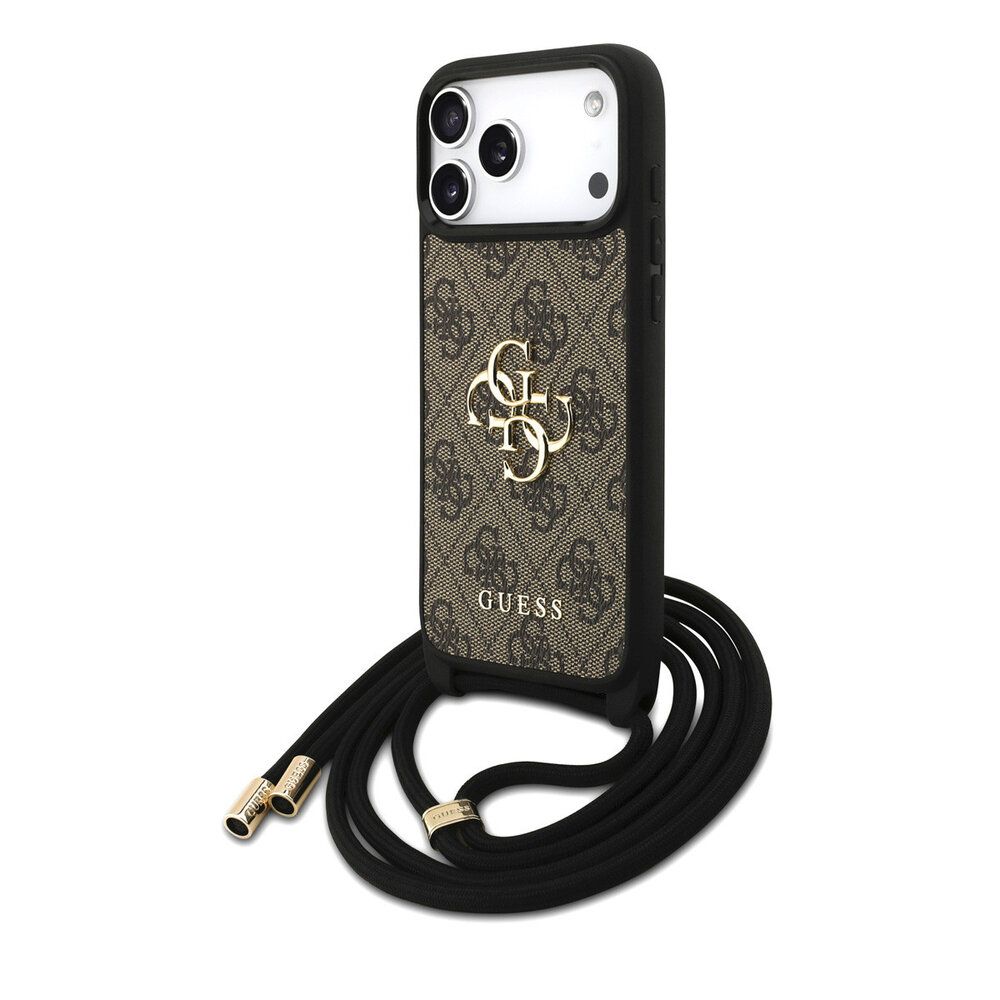 Guess Guess iPhone 17 Pro Max Back cover coque - Crossbody 4G Big Logo - Cord Strap - Marron Guess Guess iPhone 17 Pro Max Back cover coque - Crossbody 4G Big Logo - Cord Strap - Marron